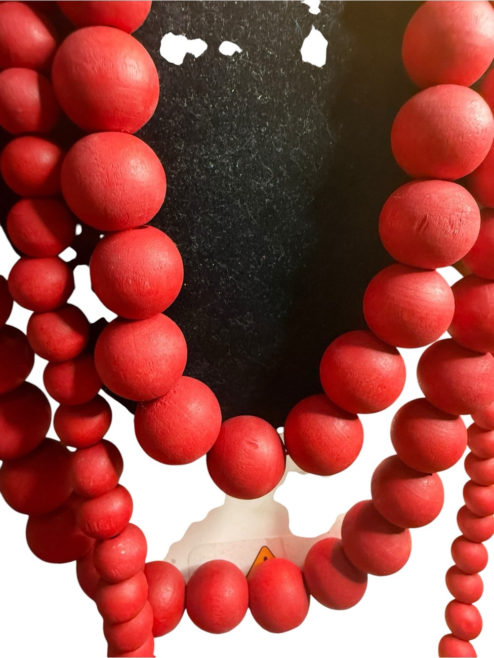 Signed Chico’s Multi Strand Matte Red Wooden Bead Statement Necklace - Picture 2 of 6